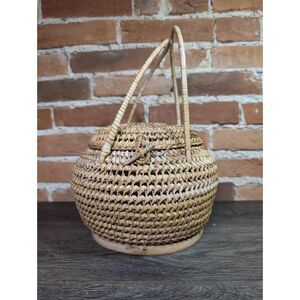 Woven Straw Basket Bag Purse